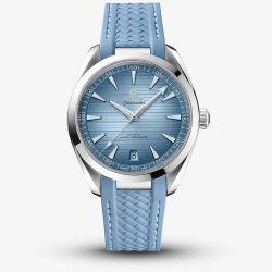 OMEGA Mens Seamaster Aqua Terra Blue Rubber Strap Watch 220.12.41.21.03.008