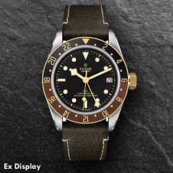 Ex-Display TUDOR Mens Black Bay GMT S&G Brown Leather Strap Watch M79833MN-0003