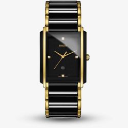 Rado Mens Integral Diamonds Gold Tone Black Watch R20204712