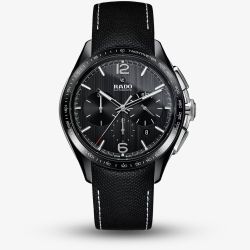 Rado Mens HyperChrome Automatic Chronograph Black Leather Strap Watch R32121155