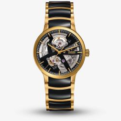 Rado Centrix Automatic Open Heart Two Tone Skeleton Dial Ceramic Bracelet Watch R30180162
