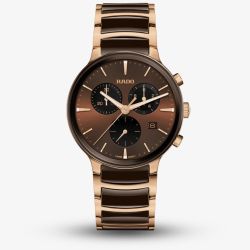 Rado Mens Centrix Quartz Chronograph Brown Dial Watch R30212302
