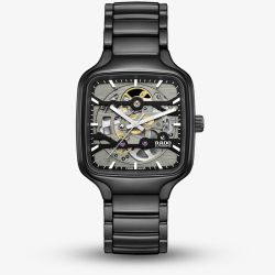 Rado Mens True Square Automatic Skeleton Black Ceramic Watch R27197152