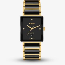Rado Mens Integral Diamonds Black & Gold Square Dial Watch R20256712