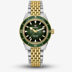 Rado Mens Captain Cook Two-Tone Green Dial Watch R32225313