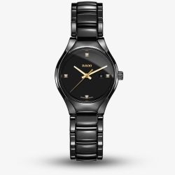 Rado Ladies True Diamonds Quartz Black Ceramic Bracelet Watch R27059712 S