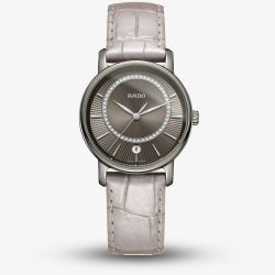 Rado Ladies DiaMaster Diamonds Quartz Silver Leather Strap Watch R14064715