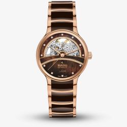 Rado Centrix Automatic Diamond Open Heart Half Skeleton Brown Watch R30029942