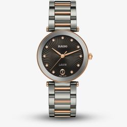 Rado Ladies LaCouple Ceramic Grey Rose Gold Diamond Dial Watch R22241703
