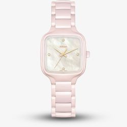 Rado Ladies True Square Diamonds Pink Ceramic Bracelet Watch R27181902