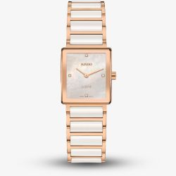 Rado Ladies Integral Diamonds Square White Mother Of Pearl Dial Watch R20251902