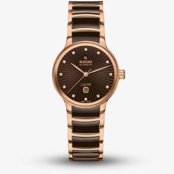 Rado Ladies Centrix Automatic Diamonds Brown Dial Rose Gold Tone Bracelet Watch R30019732
