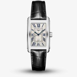 Longines Mens DolceVita Silver Dial Leather Strap Watch L5.757.4.71.0