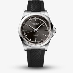 Longines Mens Conquest Black Rubber Strap Watch L3.830.4.52.9