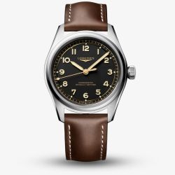 Longines Mens Spirit Pilot Brown Leather Strap Watch L3.809.4.53.2