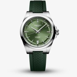 Longines Mens Conquest Green Rubber Strap Watch L3.720.4.02.9