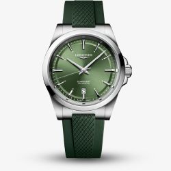 Longines Mens Conquest Dark Green Rubber Strap Watch L3.830.4.02.9