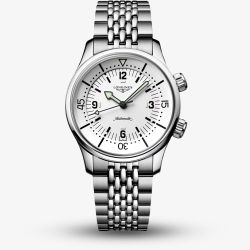 Longines Mens Legend Diver White Dial Stainless Steel Bracelet Watch L3.764.4.16.6