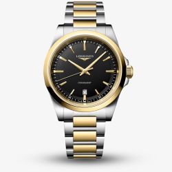 Longines Mens Conquest Black Dial Two-Tone Stainless Steel Bracelet Watch L3.860.3.52.7