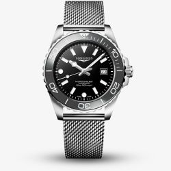 Longines Mens Hydroconquest Black Dial Mesh Bracelet Watch L3.788.4.70.6