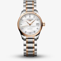 Longines Ladies Master Diamond Set Mother of Pearl Dial Two Colour Bracelet Watch L2.128.5.89.7