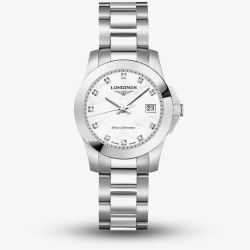 Longines Ladies Conquest Mother Of Pearl Diamond Watch L3.376.4.87.6