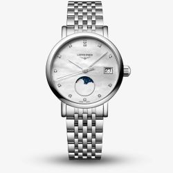 Longines Ladies Elegant Silver Mother Of Pearl Diamond Watch L4.330.4.87.6