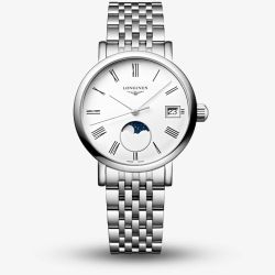 Longines Ladies Elegant Silver & White Moonphase Watch L4.330.4.11.6