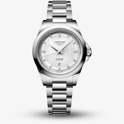 Longines Ladies Conquest White Mother Of Pearl Diamond Watch L3.320.4.87.6