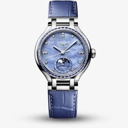 Longines Ladies Primaluna Blue Sapphire Set Moonphase Watch L8.126.0.97.2
