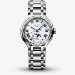 Longines Ladies Primaluna Silver Diamond Set Moonphase Watch L8.126.0.71.6