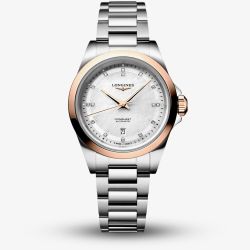 Longines Ladies Conquest Mother Of Pearl Dial Diamond Set Watch L3.320.5.87.6