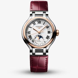 Longines Ladies PrimaLuna Moonphase Red Leather Strap Watch L8.126.5.71.2