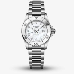 Longines Ladies Hydroconquest White Mother Of Pearl Dial Bracelet Watch L3.369.4.87.6