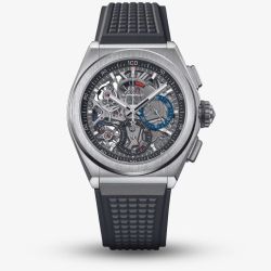 Zenith Mens Defy El Primero 21 Skeleton Dial Black Strap Watch 95.9000.9004/78.R782