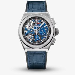 Zenith Mens Defy El Primero 21 Skeleton Dial Blue Strap Watch 95.9002.9004/78.R584