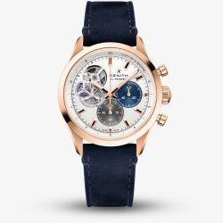 Zenith Mens Chronomaster Open Blue Leather Strap Watch 18.3300.3604/69.C922