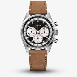 Zenith Mens Chronomaster Original Brown Leather Strap Watch 03.3200.3600/21.C903