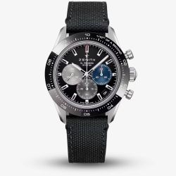 Zenith Mens Chronomaster Sport Black Fabric Strap Watch 03.3100.3600/21.C822