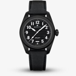 Zenith Mens Pilot Automatic Black Rubber Strap Watch 49.4000.3620/21.I001
