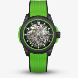 NORQAIN Wild One Skeleton Green Rubber Strap Watch N3000.07Q20.B14.R01