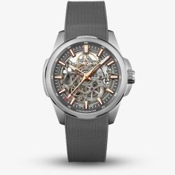 NORQAIN Independence Skeleton Grey Rubber Strap Watch N3000.07S02.G01.R01