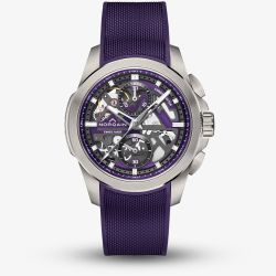 NORQAIN Independence Skeleton Chrono Purple Rubber Strap Watch N3200.40T03.P01.R01