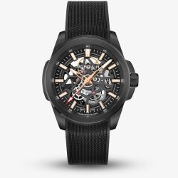 NORQAIN Mens Independence Titanium Skeleton Dial Rubber Strap Watch N3000.07T01.B03.R01