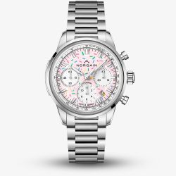 NORQAIN Special Edition Freedom Chrono Enjoy Life Pink "Sprinkles" Silver Bracelet Watch N2201.19S04.K01.S01