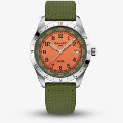 Gallet Mens Flying Officer Orange Dial Fabric Strap Watch AG1701131O1W1