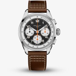 Gallet Mens Multichron Sport Chronograph Black Dial Leather Strap Watch AG2302131B1X1