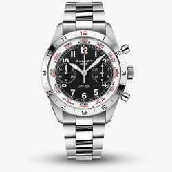 Gallet Mens Flying Officer Black Chronograph Dial Bracelet Watch AG2301131B1A1