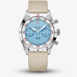 Gallet Mens Flying Officer Blue Chronograph Dial Fabric Strap Watch AG2301131C1W1