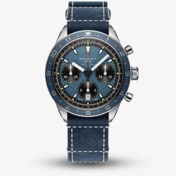 Gallet Mens Multichron Pilot Chronograph Blue Dial Leather Strap Watch AG2303171C1W1